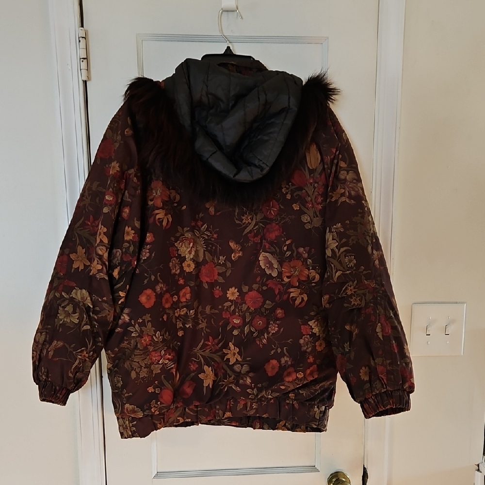 Vintage J.G. Hook Brown Floral Puffed Winter Coat - Picture 8 of 13
